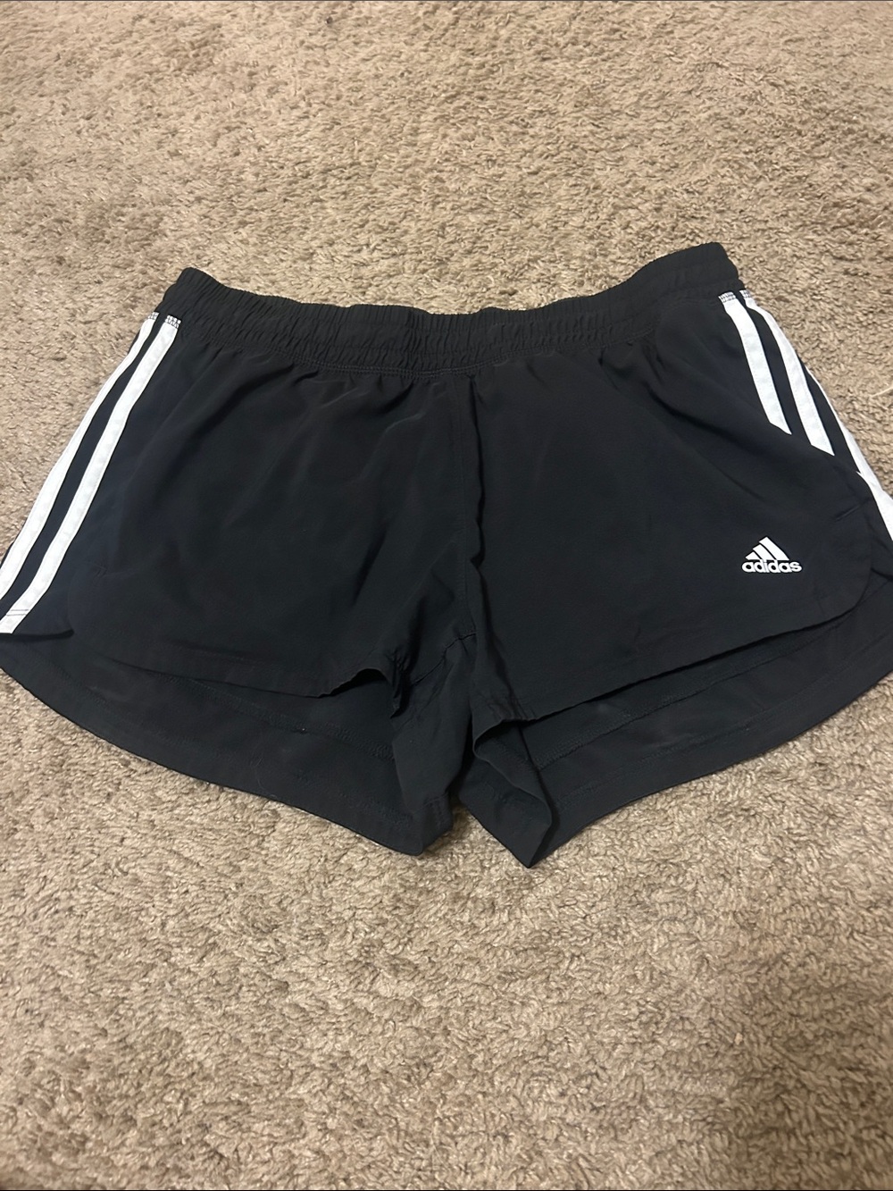 adidas Black Women's Athletic Shorts with White Stripes